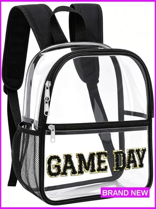 Clear Backpack Stadium Approved Small Travel Concert Bag Water Bottle Holder